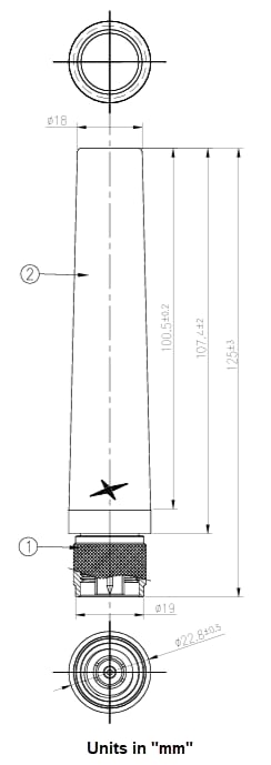 Plan mécanique - Taoglas Antenne à montage terminal TU.66